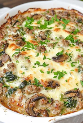 Cheesy Keto Ground Beef Casserole With Spinach and Mushrooms