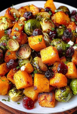 Cranberry-Glazed Roasted Butternut Squash, Brussels Sprouts, and Sweet Potato Salad