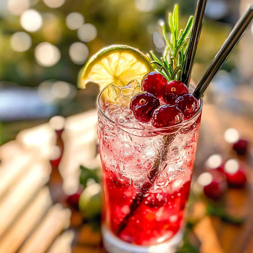Cranberry Gin and Tonic with Rosemary