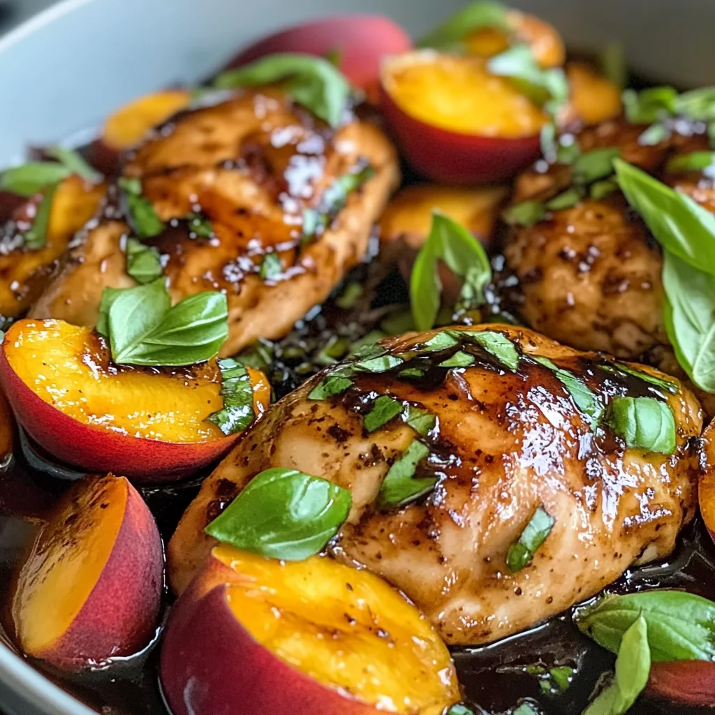 Easy Peach Basil Balsamic Chicken