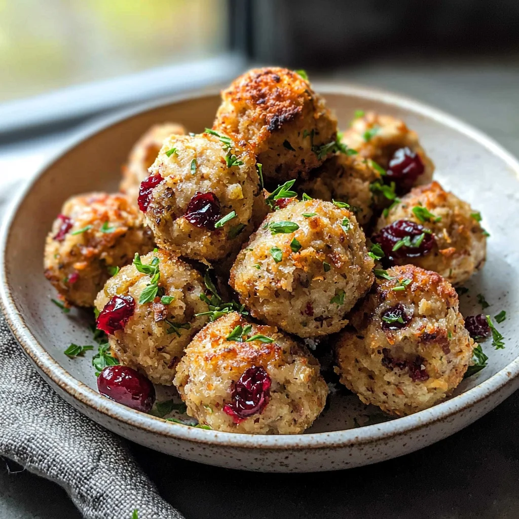 Festive Cranberry Turkey Stuffing Balls