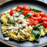 Goat Cheese Scrambled Eggs with Pesto Veggies