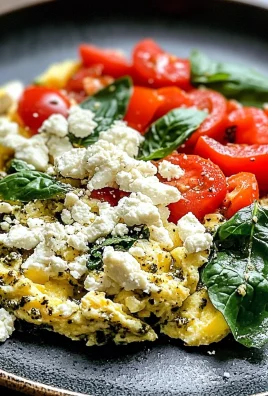 Goat Cheese Scrambled Eggs with Pesto Veggies