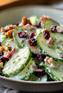 Keto Creamy Cucumber Salad With Cranberries