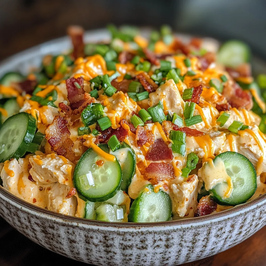Keto Jalapeno Popper Chicken Cucumber Salad