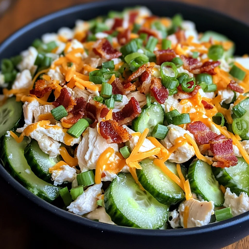 Keto Jalapeno Popper Chicken Cucumber Salad