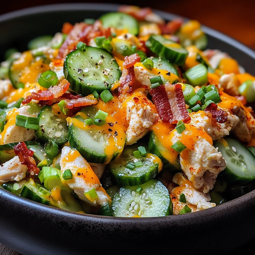 Keto Jalapeno Popper Chicken Cucumber Salad