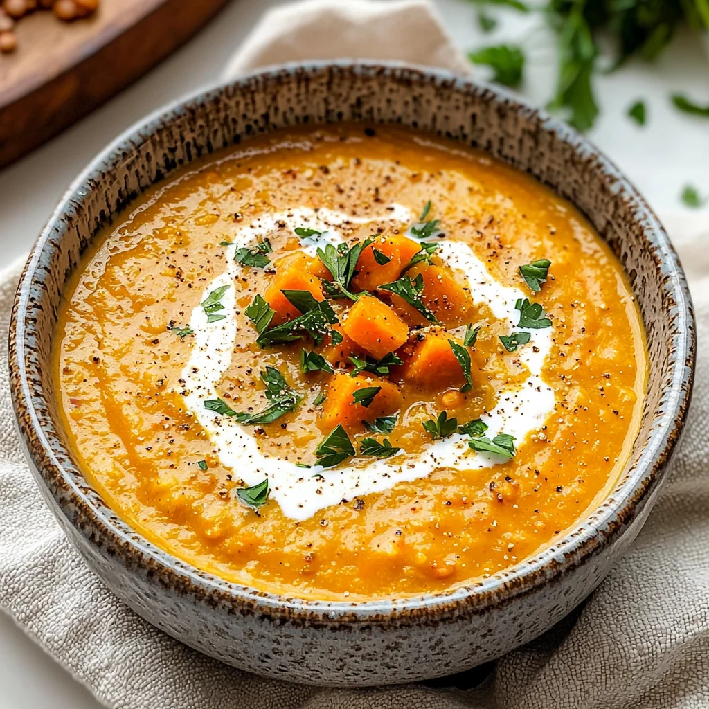 One Pot Creamy Carrot Lentil Soup