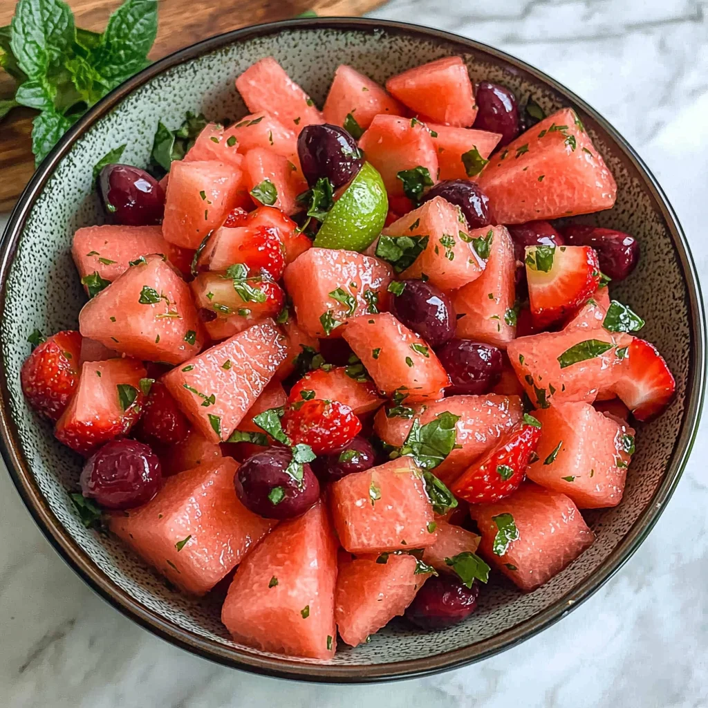 Strawberry Watermelon Salad with Honey-Lime Vinaigrette