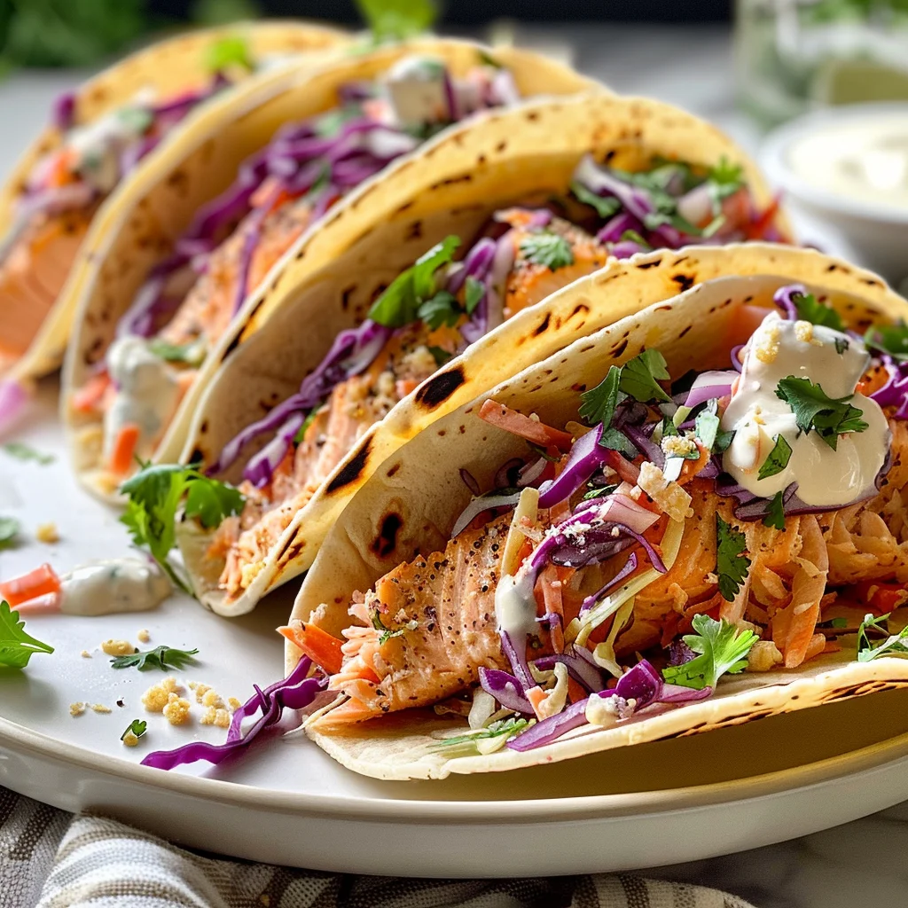 Air Fryer Salmon Tacos with Slaw image 2