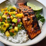 BBQ Salmon Bowls with Mango Avocado Salsa