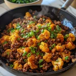 Crispy Chili Ground Beef and Cauliflower Skillet