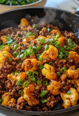 Crispy Chili Ground Beef and Cauliflower Skillet