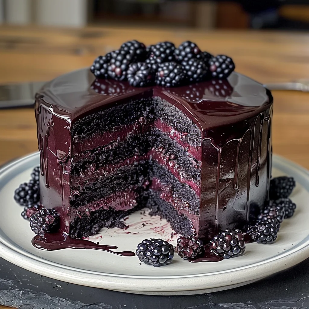 Decadent Blackberry Velvet Gothic Cake