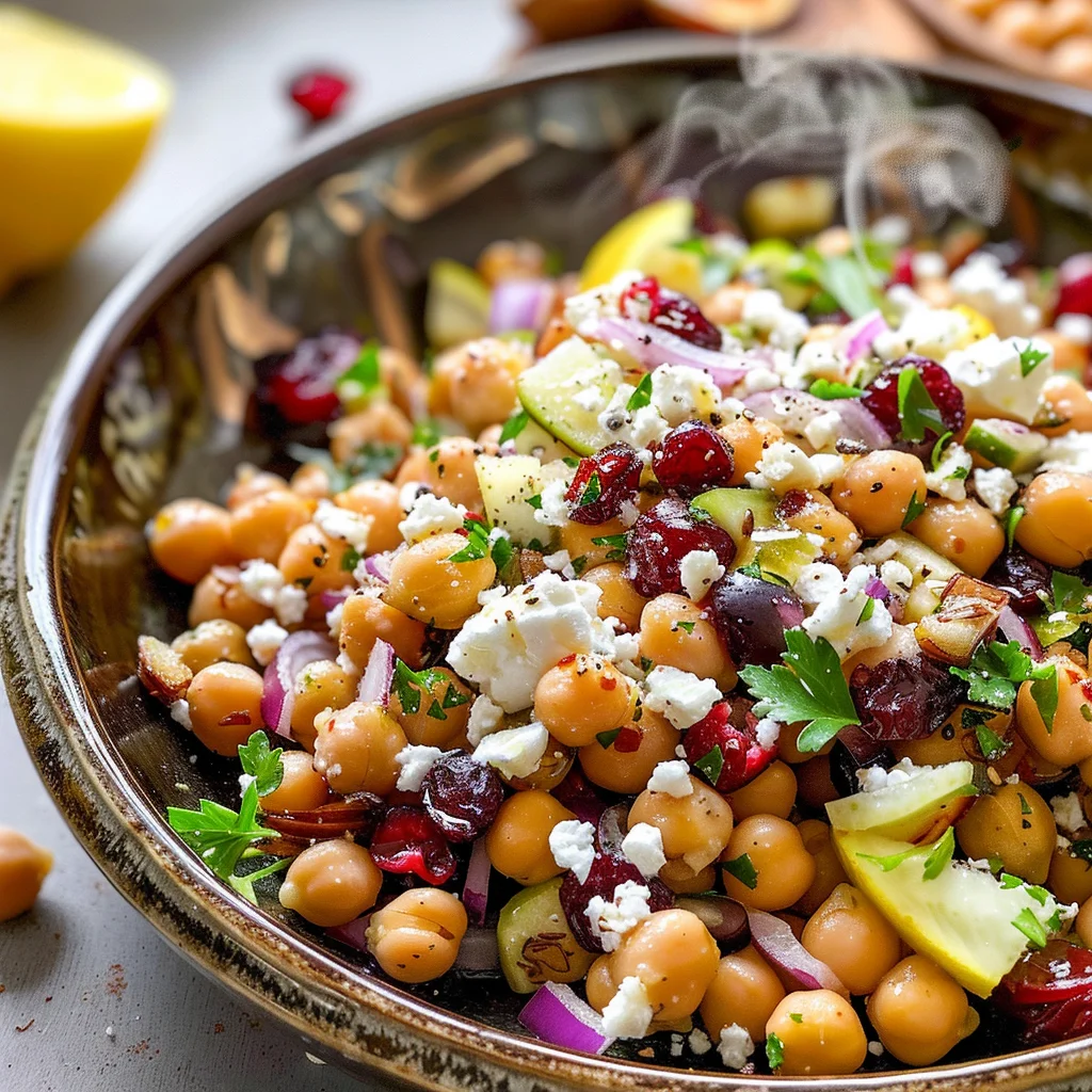 Feta & Cranberry Chickpeas with Lemon Vinaigrette