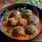 Greek Turkey Meatballs with Roasted Red Pepper Sauce