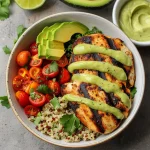 Grilled Chicken Quinoa Bowls with Avocado Sauce Delight!