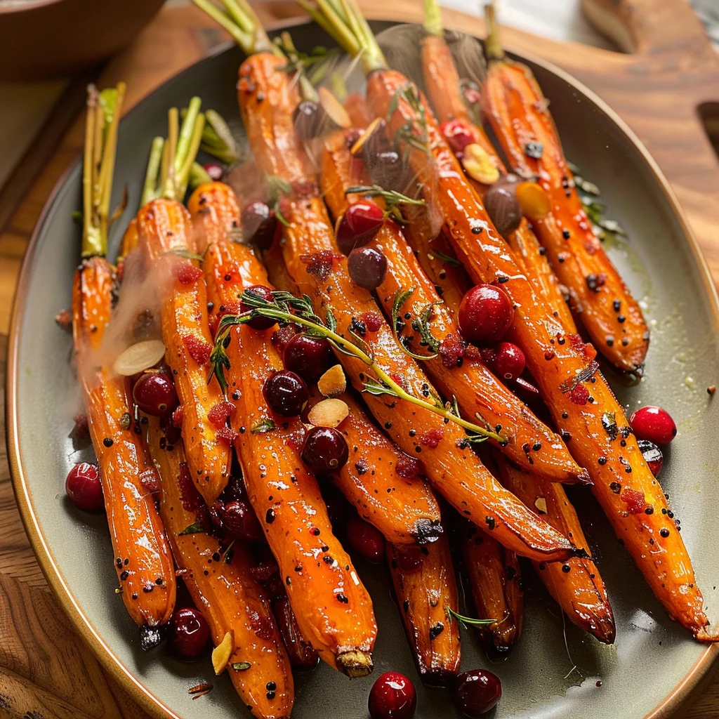 Maple roasted carrots with cranberries