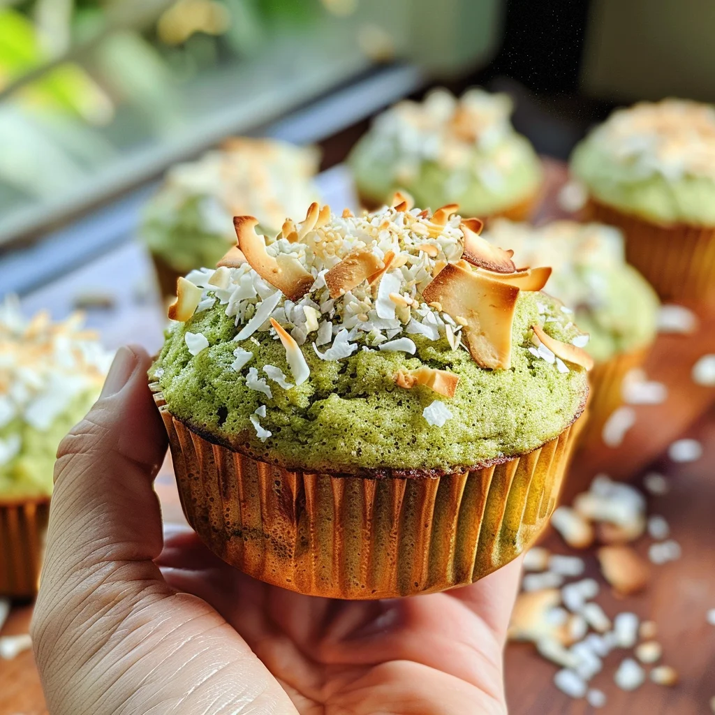 Matcha Banana Coconut Muffins