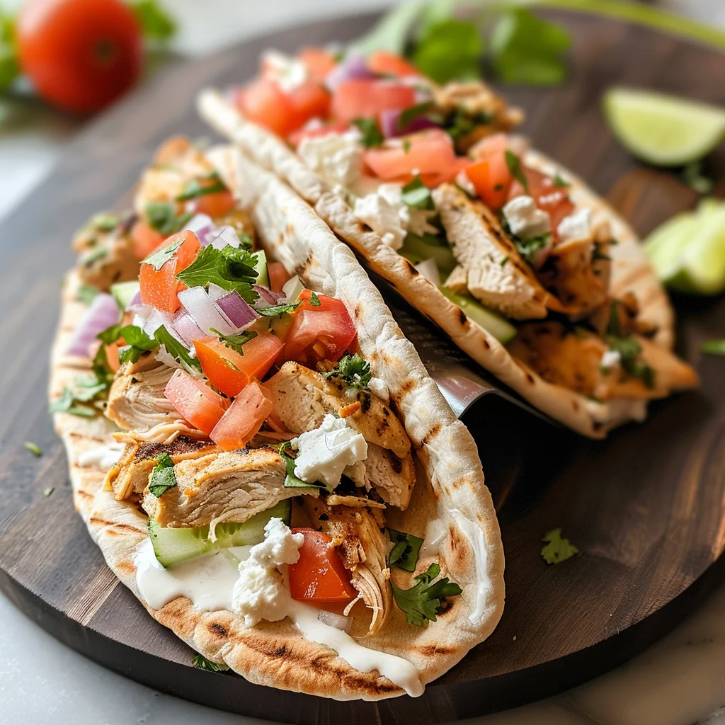 Mediterranean Chicken Pita Tacos