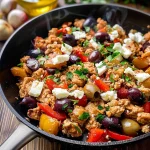 Mediterranean Keto Ground Chicken Skillet with Olives and Feta