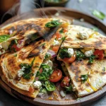 Mediterranean Quesadillas with Spinach, Feta, Mozzarella, and Red Onion