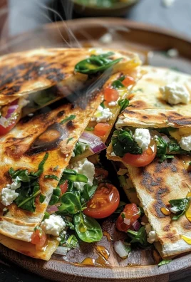 Mediterranean Quesadillas with Spinach, Feta, Mozzarella, and Red Onion