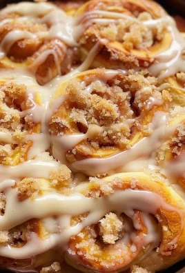 Peach Cobbler Cinnamon Rolls with Crumb Topping