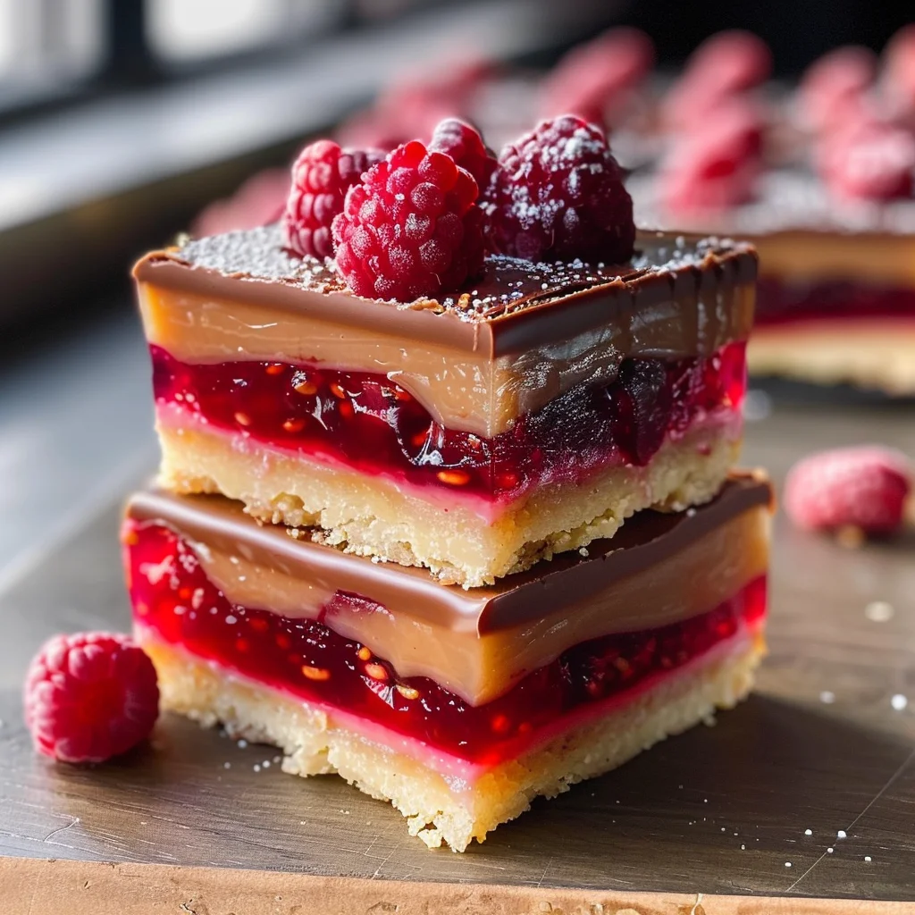 Raspberry Caramel Millionaires Shortbread
