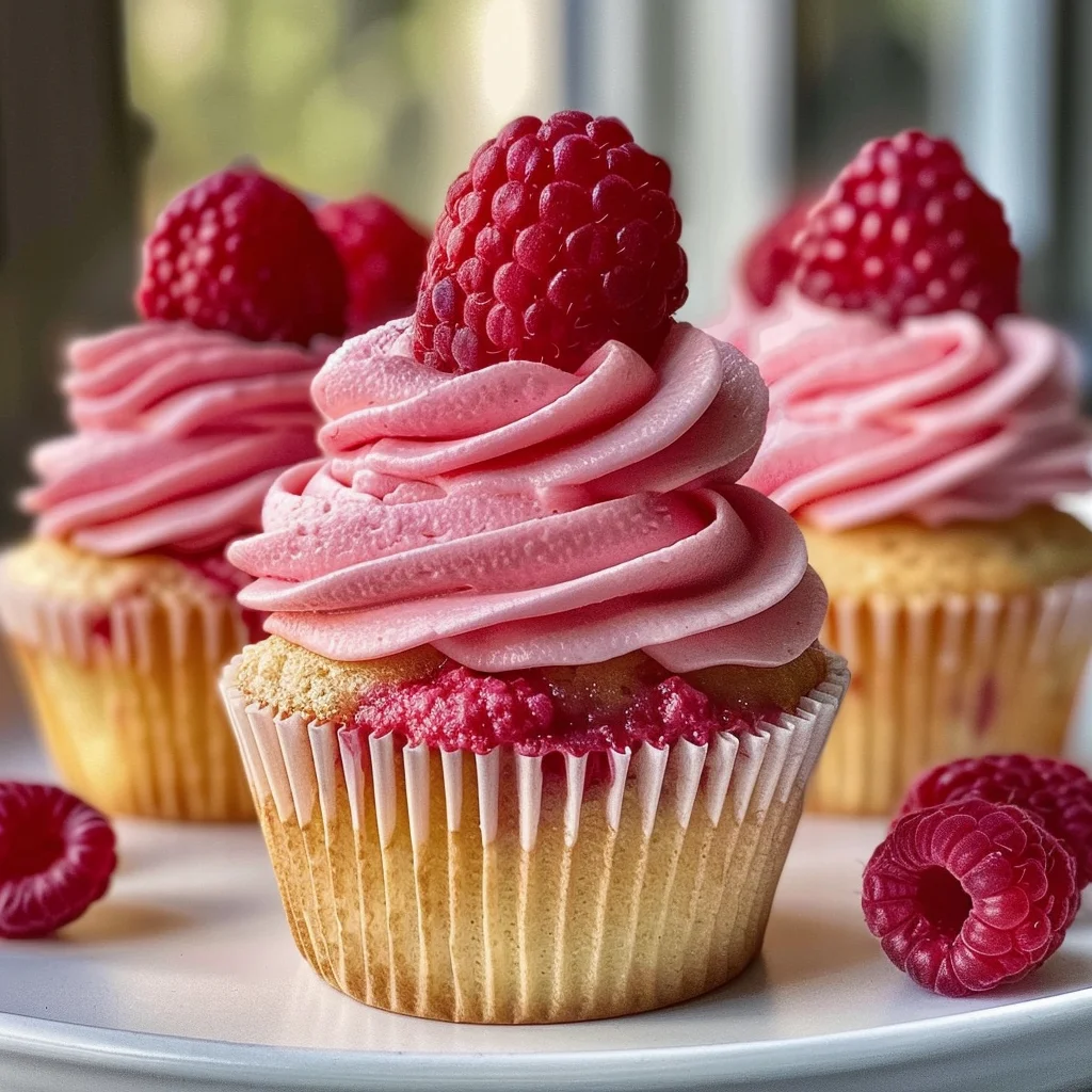 Raspberry Cupcakes with Raspberry Filling and Russian Buttercream