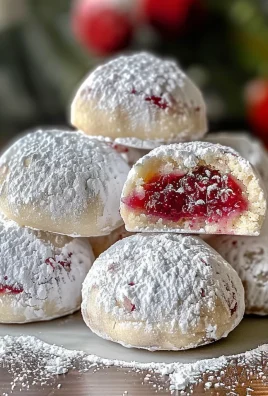 Raspberry Filled Almond Snowball Cookies