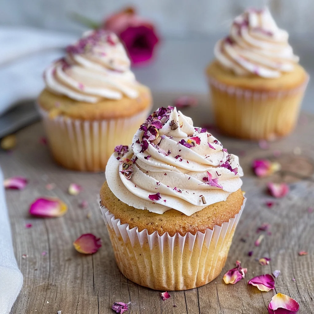 Vegan Cardamom Rose Cupcakes