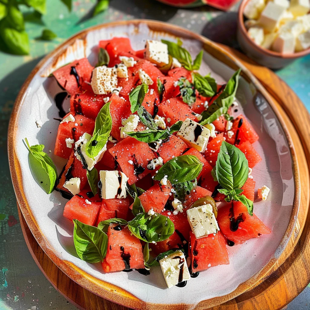 Watermelon Basil Feta Salad