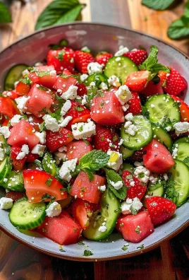 Watermelon Cucumber Salad with Strawberries and Feta