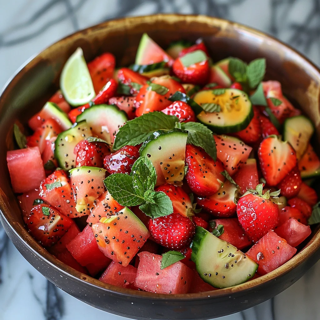 Watermelon Salad With Strawberries & Honey Lime Dressing image 3