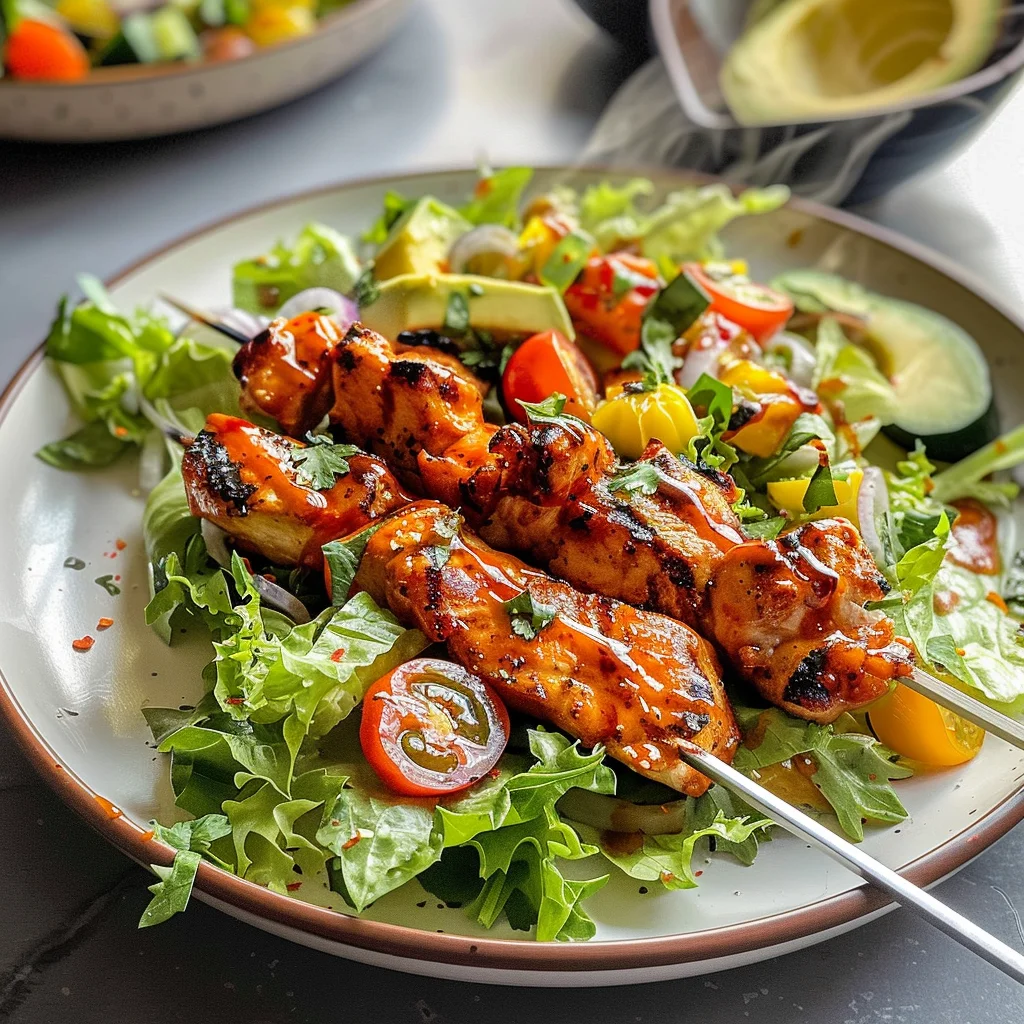BBQ Chicken Skewer Salad