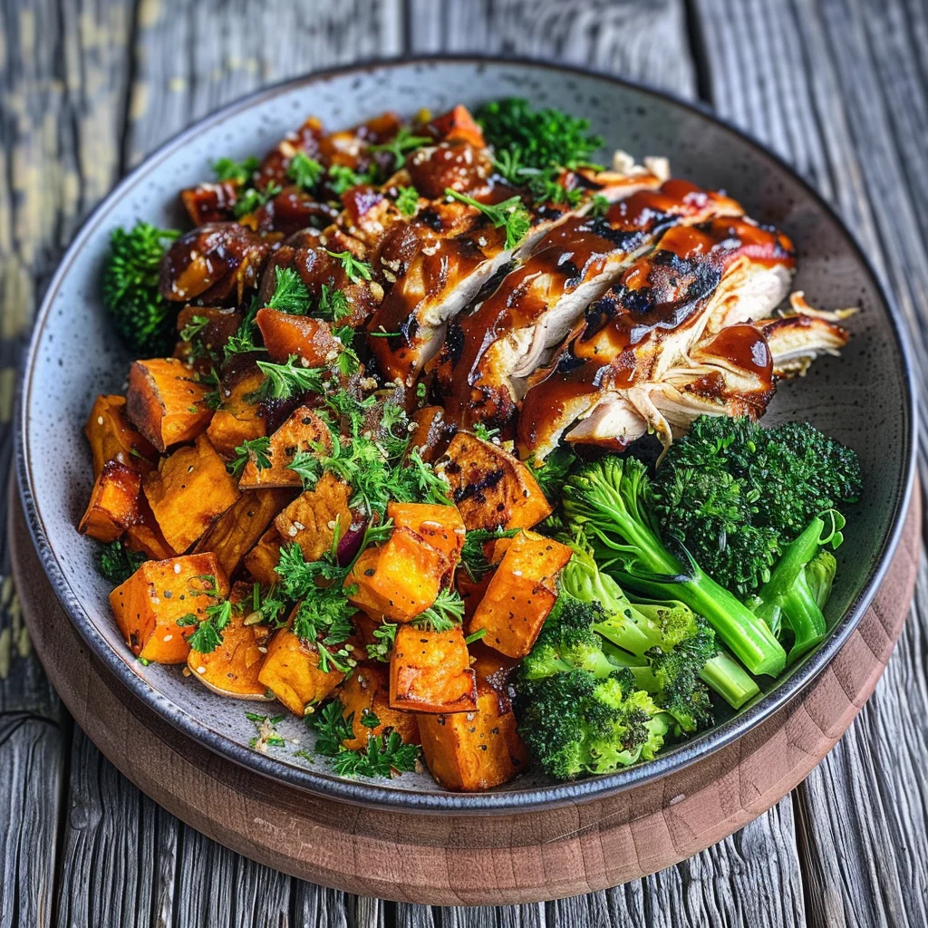 BBQ Chicken & Roasted Sweet Potato Bowls