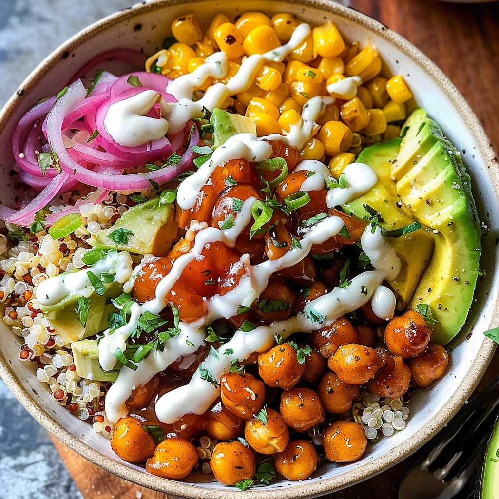 BBQ Ranch Chickpea Quinoa Bowls