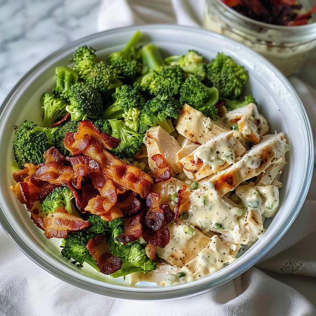 Bacon Broccoli and Ranch Chicken Salad