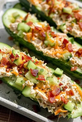 Bacon Ranch Chicken Salad Cucumber Boats