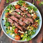 Balsamic Steak Gorgonzola Salad with Grilled Corn