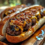 Bourbon BBQ Bacon Cheeseburger Meatball Subs Ready in 30 Minutes
