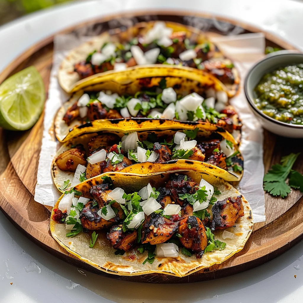 Charred Chile–Marinated Grilled Chicken Tacos