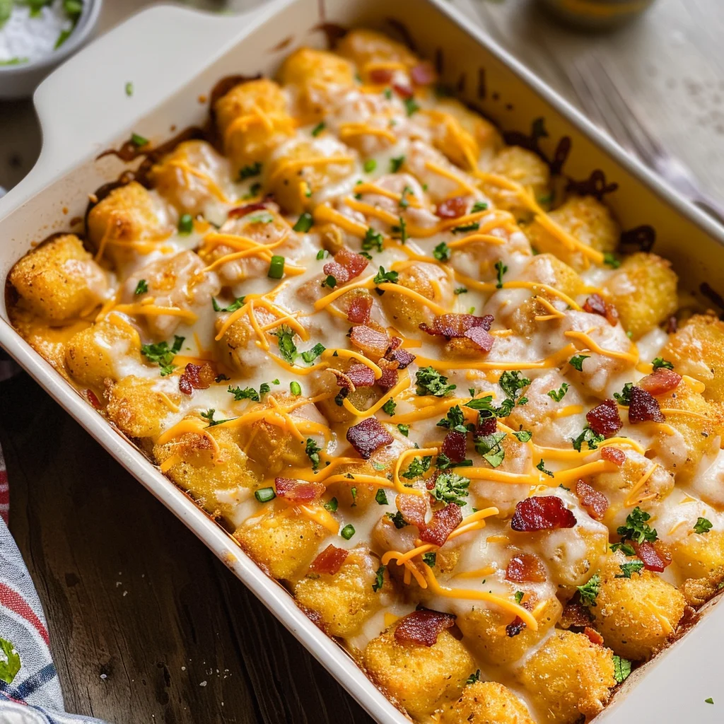 Chicken Bacon Ranch Tater Tot Casserole: A 450 Calorie Dish