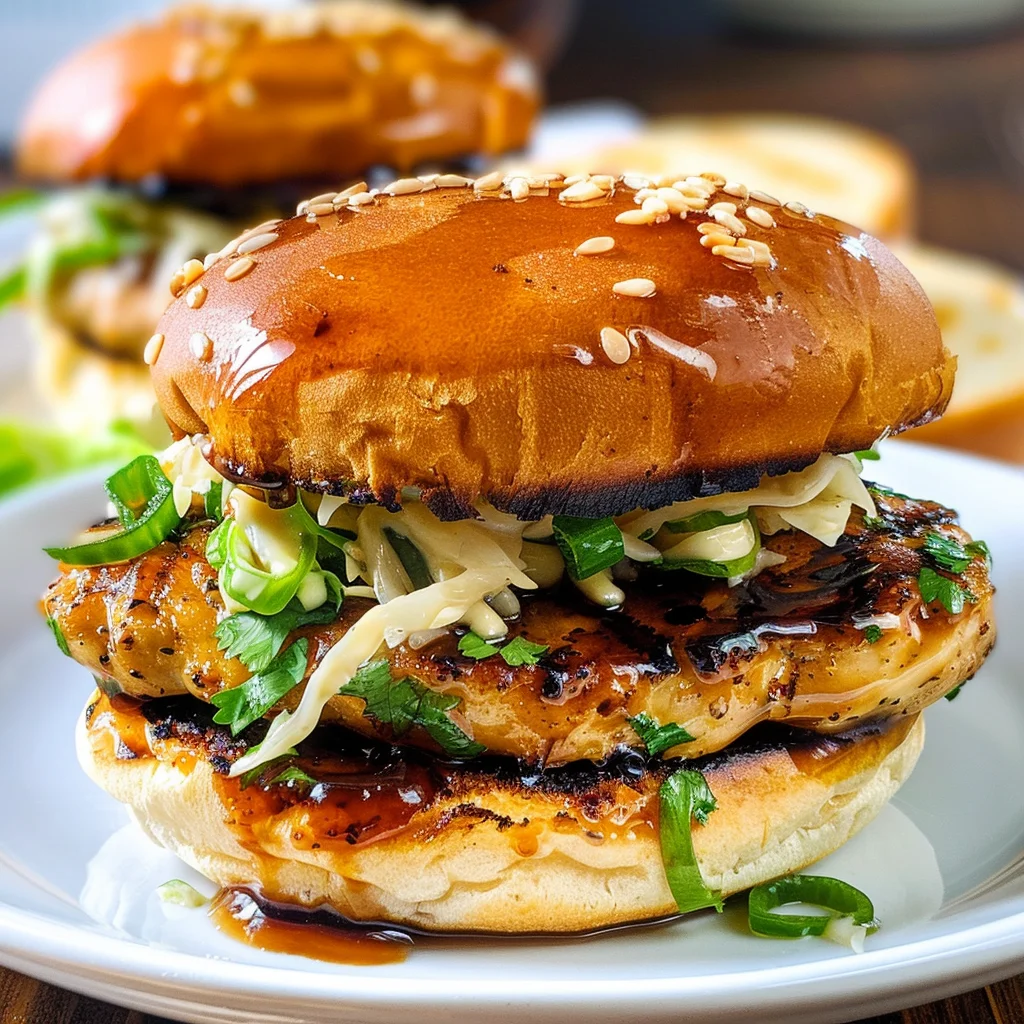Chicken Teriyaki Burgers with Sesame Slaw