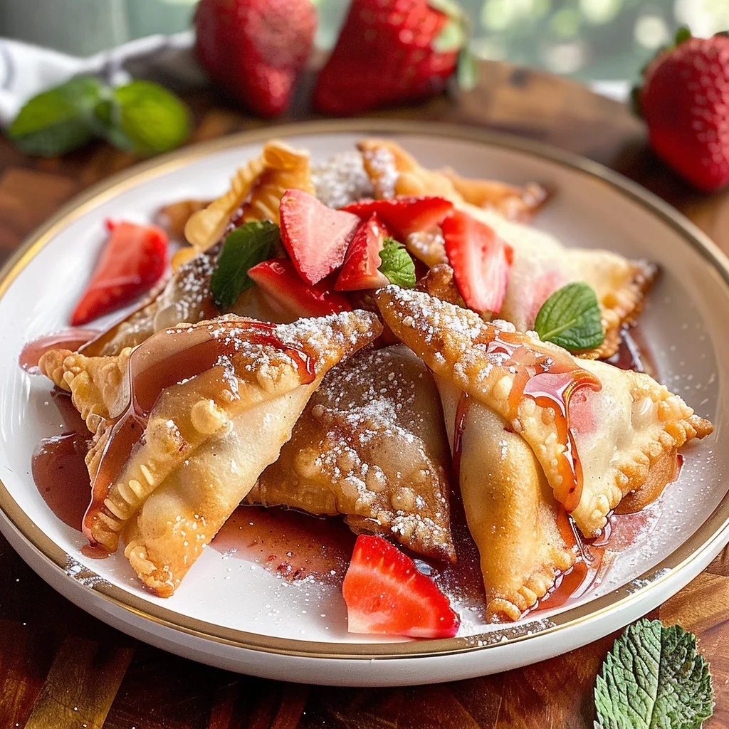 Deep-Fried Strawberry Cheesecake Stuffed Wonton Bites: Irresistibly Crispy!