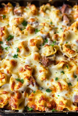 Golden Cheese Steak Tortellini Casserole