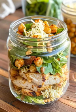 Grilled Chicken Caesar Pasta Salad Jars