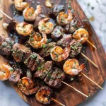 Grilled Steak and Shrimp Skewers with Garlic Butter