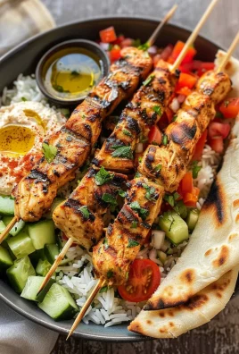 Mediterranean Bowl with Grilled Chicken Tawook Skewers